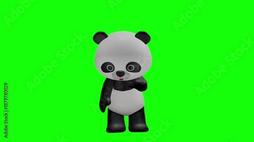 可愛いパンダのキャラクター クロマキー背景