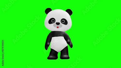 可愛いパンダのキャラクター クロマキー背景