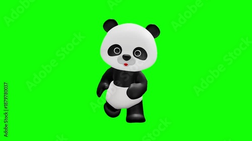 可愛いパンダのキャラクター クロマキー背景