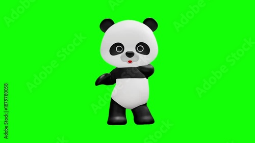 可愛いパンダのキャラクター クロマキー背景