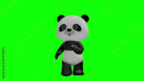 可愛いパンダのキャラクター クロマキー背景