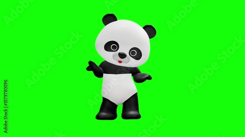 可愛いパンダのキャラクター クロマキー背景