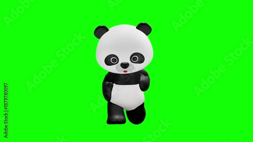 可愛いパンダのキャラクター クロマキー背景