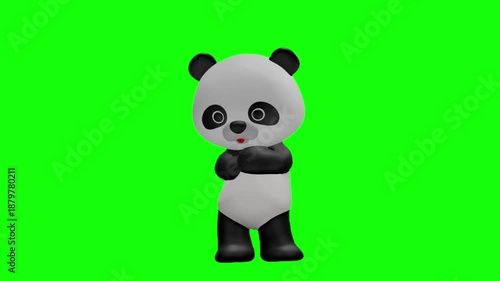 可愛いパンダのキャラクター クロマキー背景