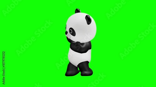 可愛いパンダのキャラクター クロマキー背景