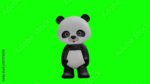 可愛いパンダのキャラクター クロマキー背景