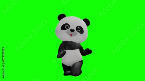 可愛いパンダのキャラクター クロマキー背景