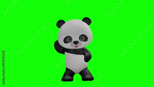 可愛いパンダのキャラクター クロマキー背景
