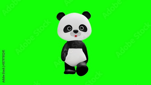 可愛いパンダのキャラクター クロマキー背景
