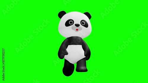 可愛いパンダのキャラクター クロマキー背景