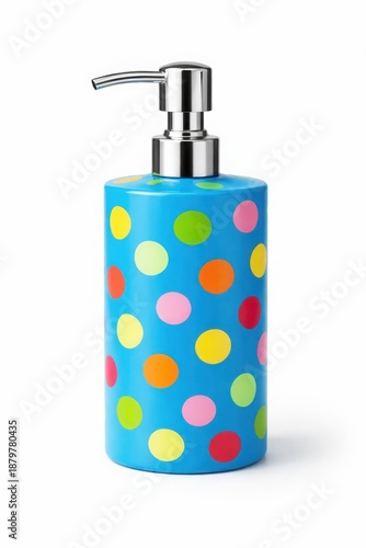 Polka dot liquid soap dispenser bottle for bathroom and kitchen sink