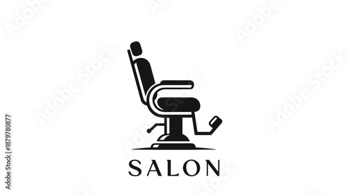 Barber Salon Chair Vintage Logo Design with Text