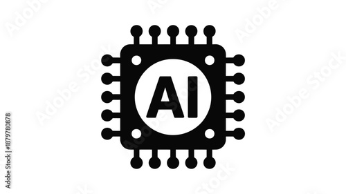Artificial intelligence microchip icon representing advanced computing and machine learning technology Vector