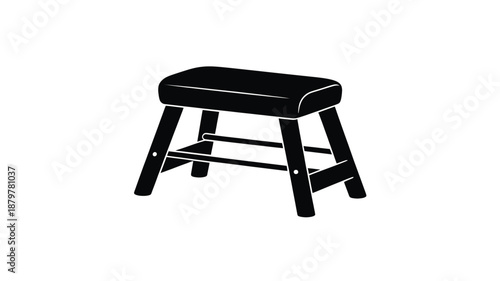 A simple cushioned stool illustration in black and white silhouette for various design projects Vector