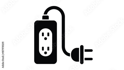 Power strip with two outlets and a plug, an essential electrical accessory icon Vector