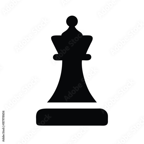 Black chess queen piece on white background vector illustration