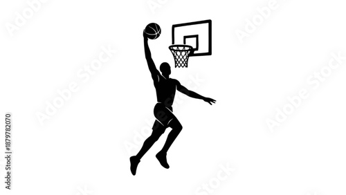 Basketball Player Action Silhouette Set