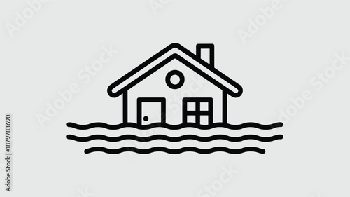 House submerged in floodwaters representing natural disaster and risk to property Vector