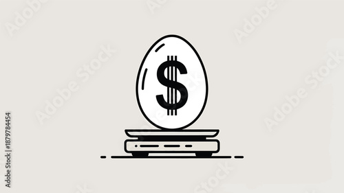 Measuring the monetary value of an egg-shaped asset on a weighing scale Vector