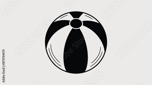Minimalist black and white beach ball icon for summer and leisure activities Vector