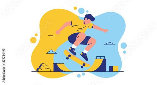 Young Woman Skateboarding with Style and Balance.