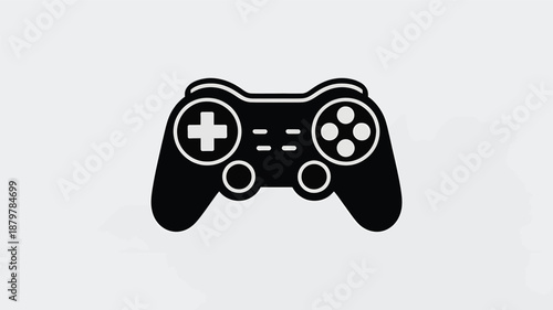 A classic black video game controller icon for digital entertainment and interactive gaming Vector