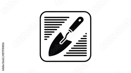 Garden trowel icon with stylized soil lines representing gardening and cultivation Vector