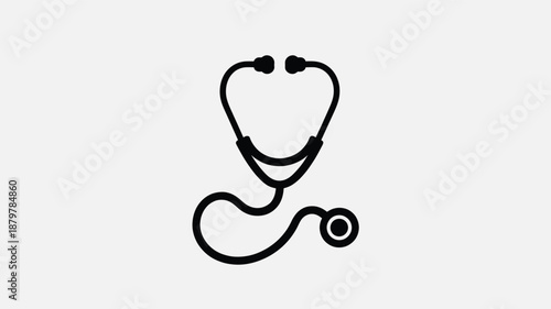 Essential medical stethoscope icon for healthcare and diagnostic purposes on a gray background Vector