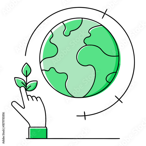 Hand planting a seedling on earth