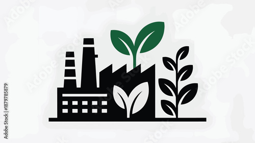 Sustainable industrial growth and eco-friendly manufacturing with nature integration Vector