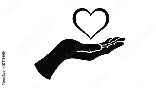 Open hand offering a heart symbol, representing care, donation, and generous support Vector
