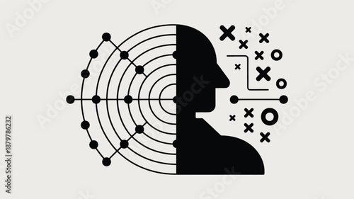 Visualizing strategic thinking and data analysis within the human mind Vector