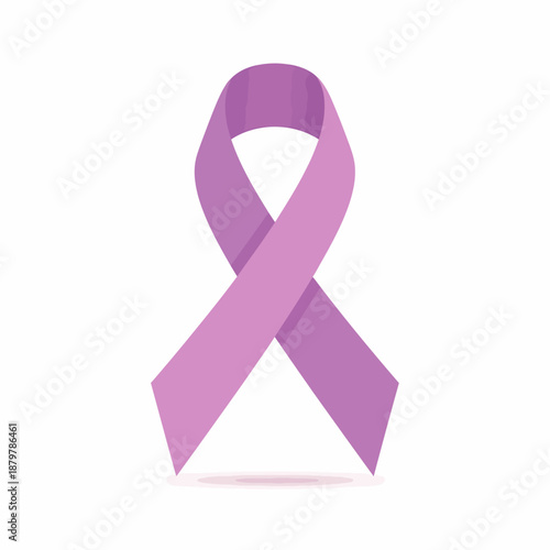 A single purple awareness ribbon stands upright against a clean white background, symbolizing support for various causes and health conditions.