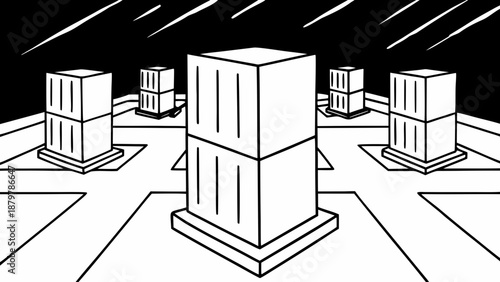 Abstract architectural sketch of a building background created with generative ai