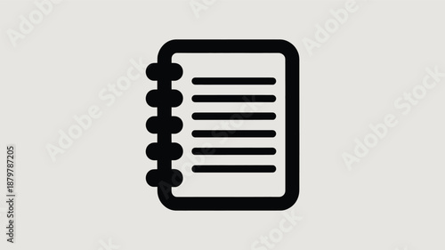 Simple spiral bound notebook with lined pages icon for writing and notes Vector