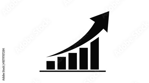 Growing bar chart with an ascending arrow indicating financial success and positive business progress Vector