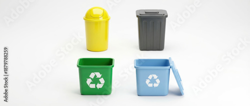 Wallpaper Mural Four containers are visible, one yellow, one grey, one green with a recycle symbol, and one light blue container Torontodigital.ca