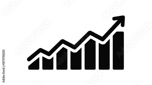 Rising bar chart with arrow signifying business growth and financial success Vector