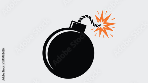 A classic black cartoon bomb with a lit fuse sparking, representing danger or urgency Vector