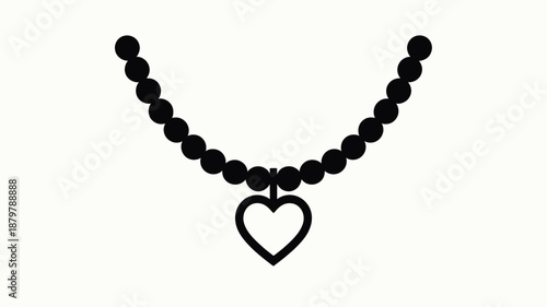 Elegant beaded necklace with a charming heart pendant representing love and affection Vector