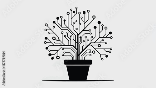 Digital tree: a symbolic representation of technology and growth in a circuit board design Vector