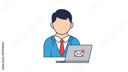 Businessman Receiving New Email Notification on Laptop