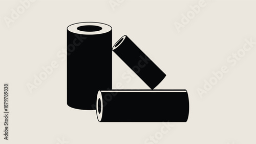 Black cylindrical tubes or pipes arranged in a minimalist graphic design Vector