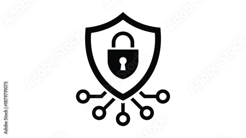 Digital security shield icon illustrating data protection and secure network connections Vector