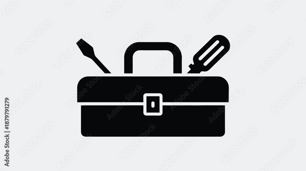 Fototapeta premium Handy toolbox with essential screwdrivers for repair and maintenance tasks icon Vector