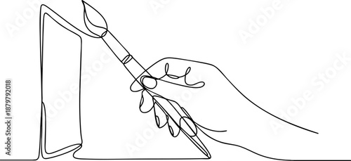 Hand Painting Canvas Continuous Line Art Vector EPS Creativity Minimal Outline Art Illustration