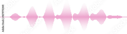 Pink sound wave pattern on white background Vector