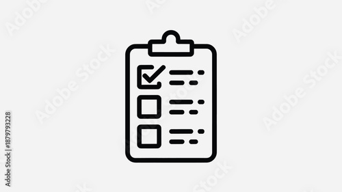 Clipboard with a checklist and a checked item, symbolizing task completion or a survey Vector