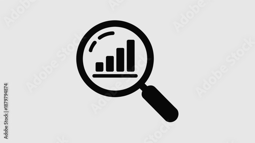 Magnifying glass icon with a bar chart, representing data analysis, growth, and business insight Vector