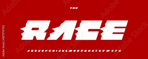 Retro Speed Race Font Logo Alphabet Vector Bold Italic Letter Set Modern Typography, Racing Typographic Design for Car Moto Typo Poster Headline, Rally Logotype, Vintage Fonts. Vector Typeface